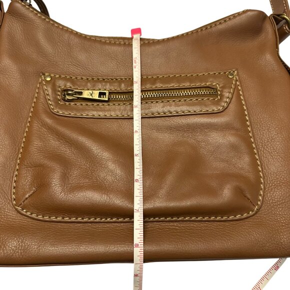 Stone Mountain Purse Leather Brown Shoulder Bag Zipper Close - Picture 13 of 16